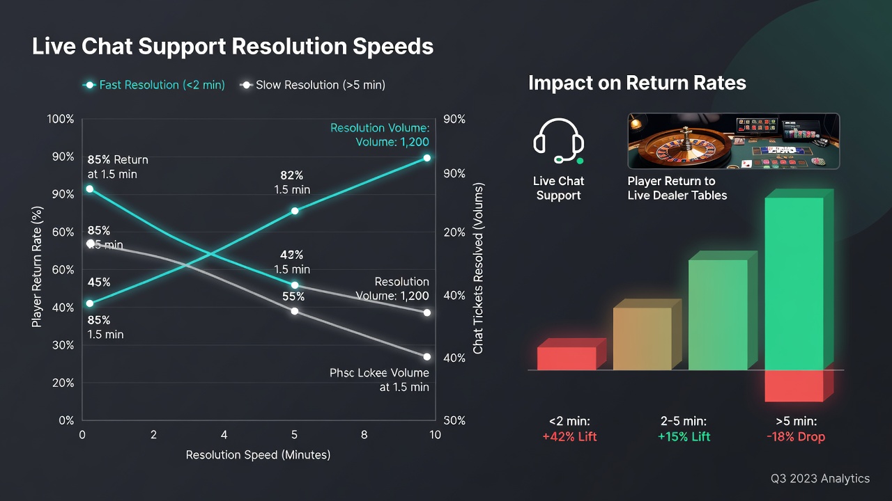 Chart illustrating return rate trends tied to varying chat resolution durations across live dealer sessions