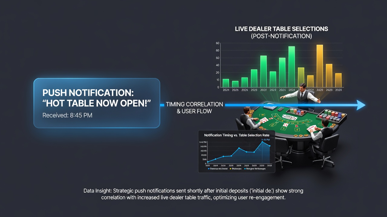 Analytics dashboard displaying notification response times and live dealer table selection statistics